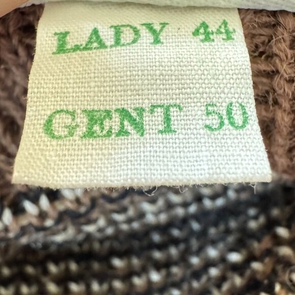 Vintage Nordstrickk Brown 100% Wool Nordic Fair Isle Silver Closure Cardigan - Picture 4 of 16